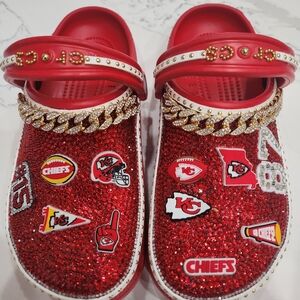 KC RED BLING CROCS